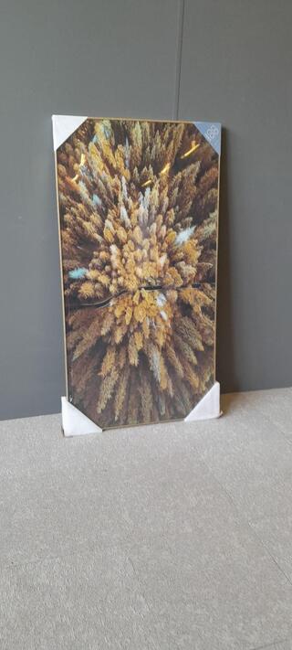 Pine woods schilderij, goud/mix groentinten